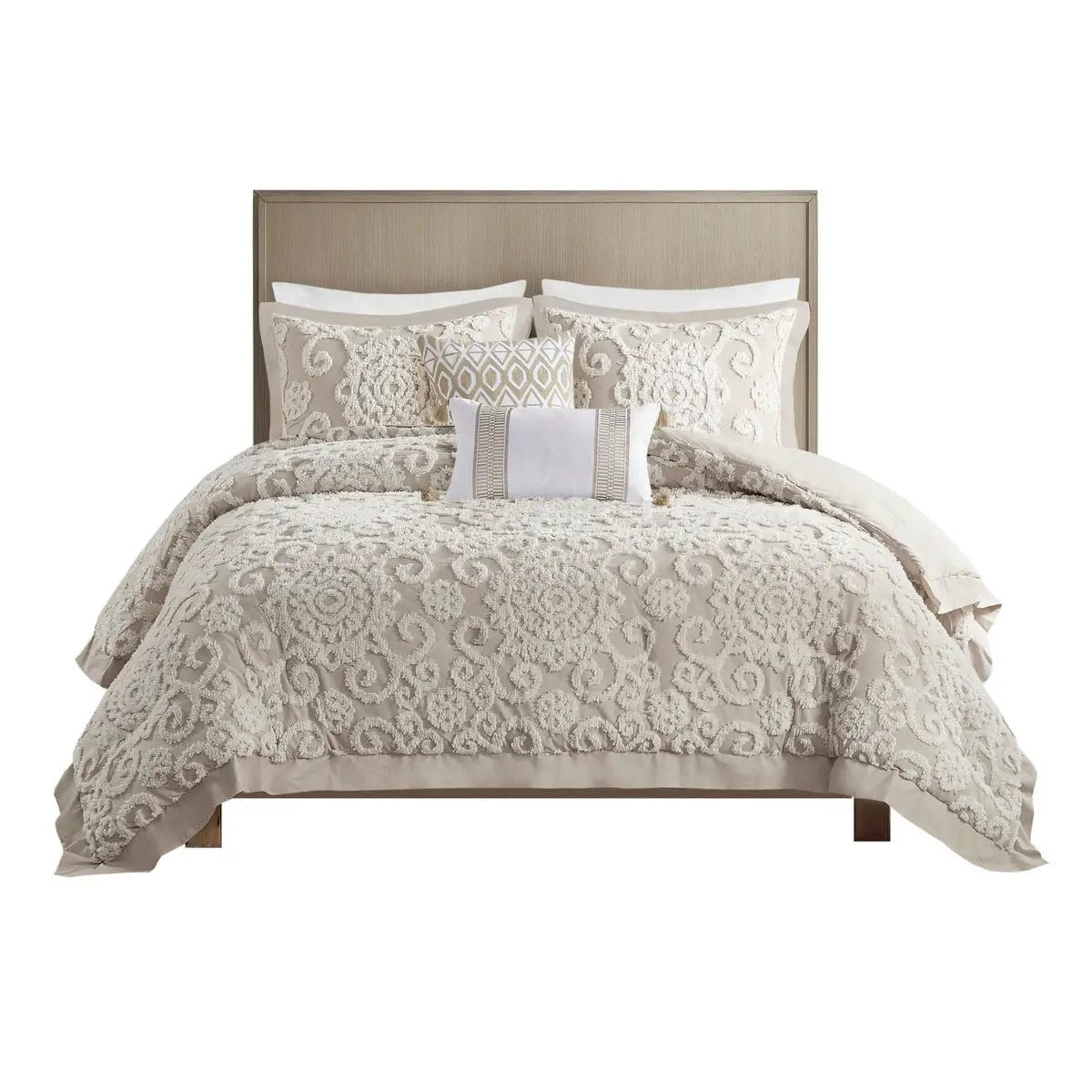 Cotton Comforter Mini Set Taupe King by HouseOfZazla