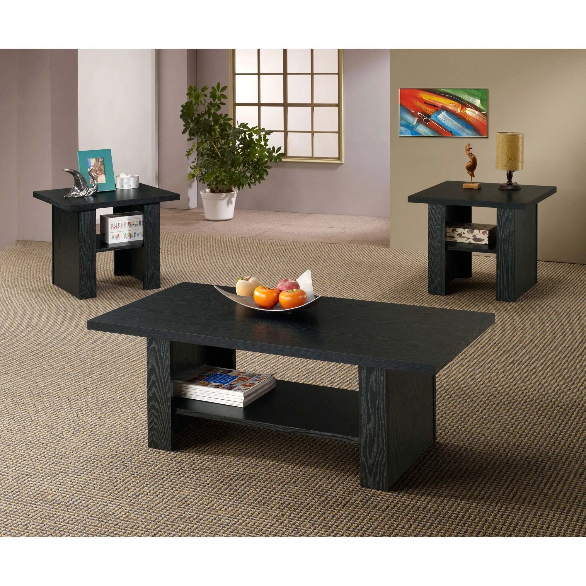 Salton - 3 Piece Coffee Table Set - Black by HouseOfZazla