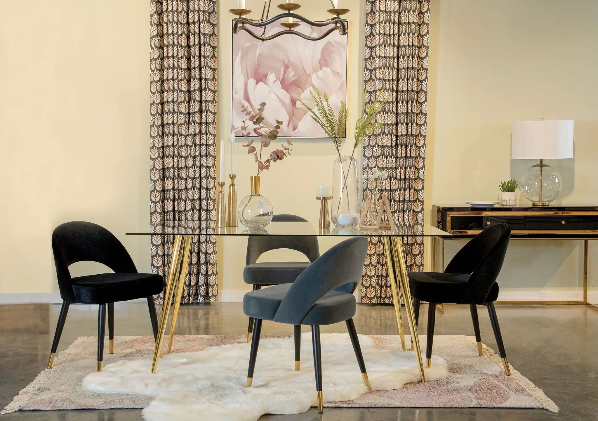 Gilman Rectangular 64-inch Glass Top Dining Table Gold by Unique Piece Furniture