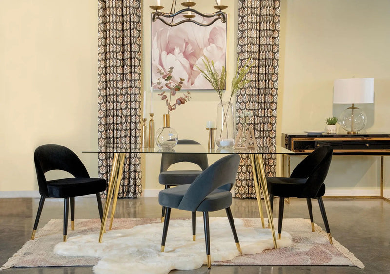 Gilman Rectangular 64-inch Glass Top Dining Table Gold by Unique Piece Furniture