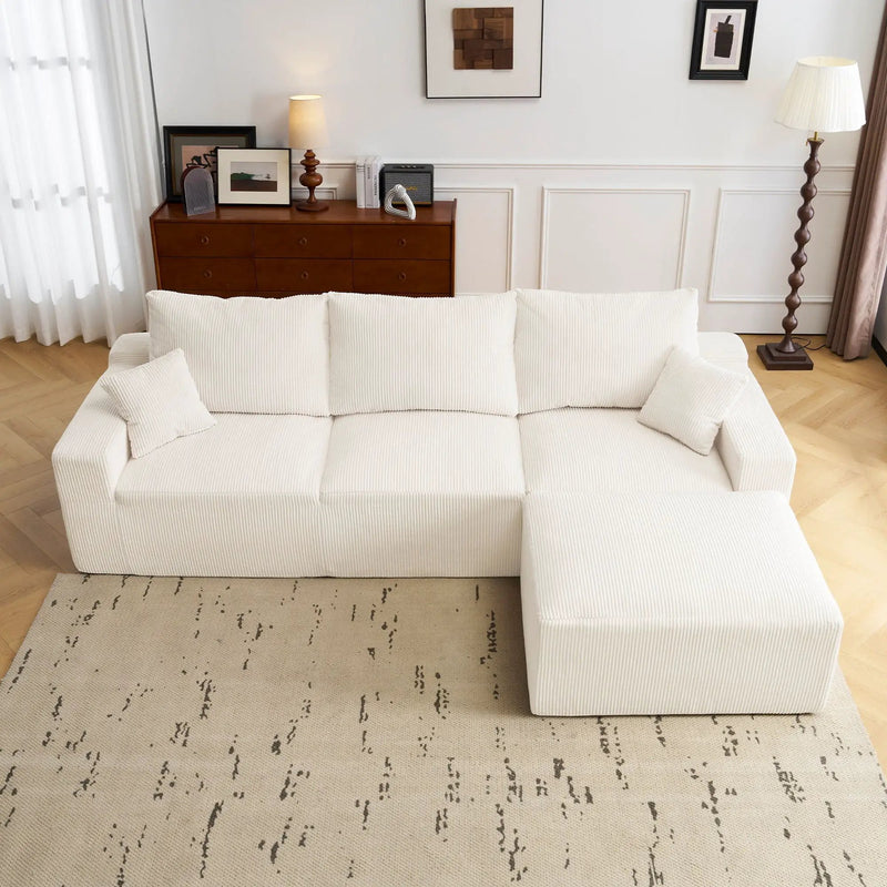 L Shaped Sectional Sofa, Full Compression 3 Seater Cloud Couch With Chaise by HouseOfZazla
