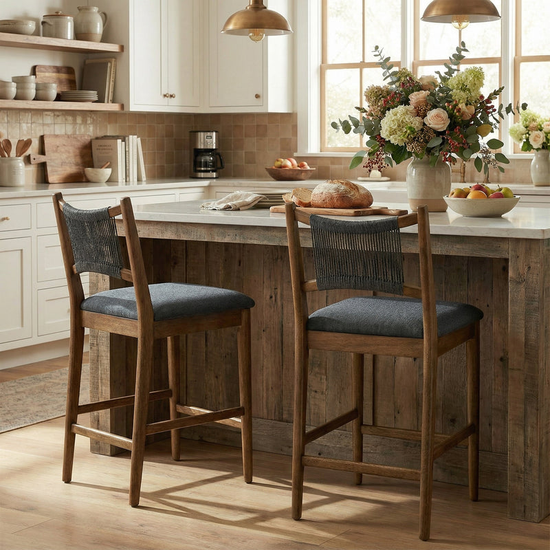 Arno Indoor Upholstered Wooden Counter Stool by HouseOfZazla