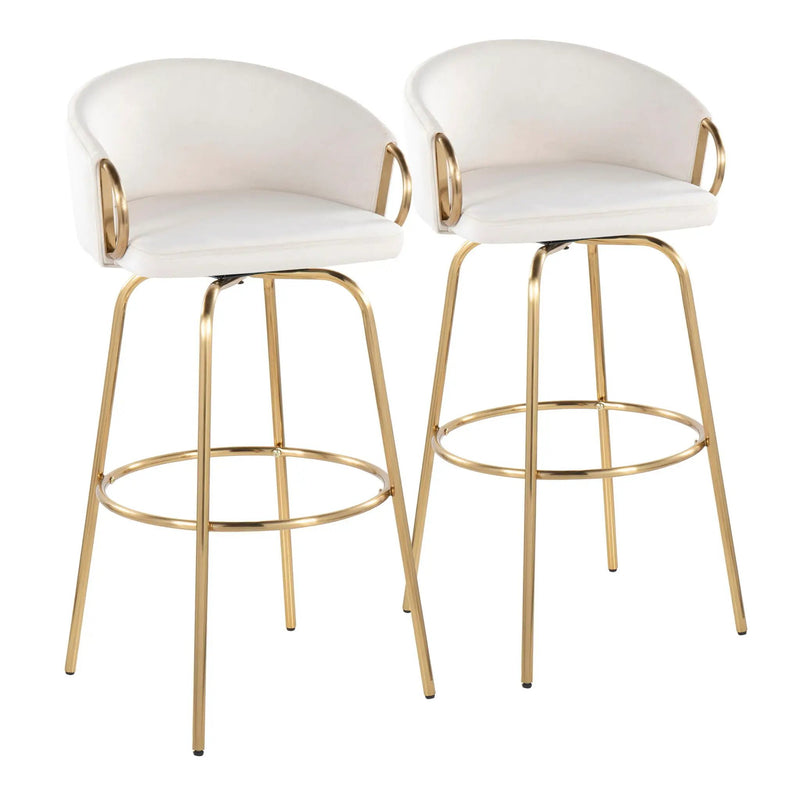 Claire - Contemporary / Glam Fixed Height Bar Stool (Set of 2) Round Footrest (Set of 2) by Unique Piece Furniture