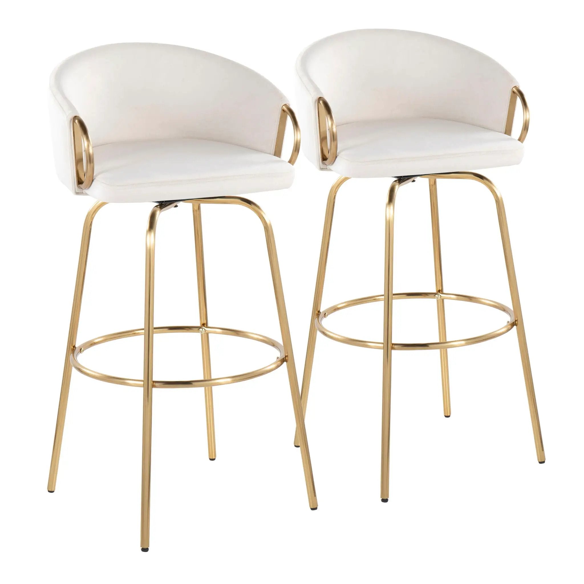 Claire - Contemporary / Glam Fixed Height Bar Stool (Set of 2) Round Footrest (Set of 2) by HouseOfZazla