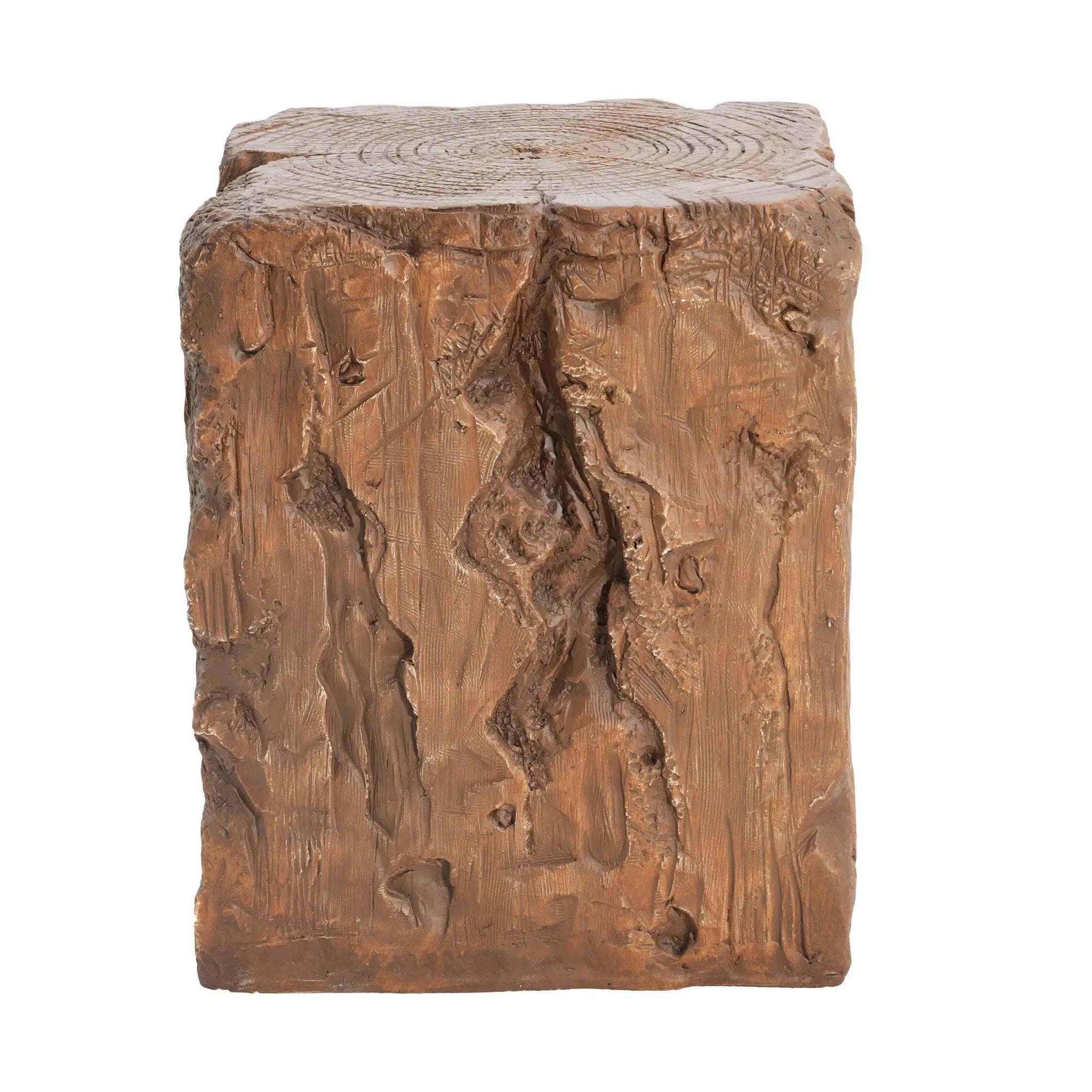 Amira Outdoor and Indoor Stump Shape MGO Side Table Brown Finish by HouseOfZazla