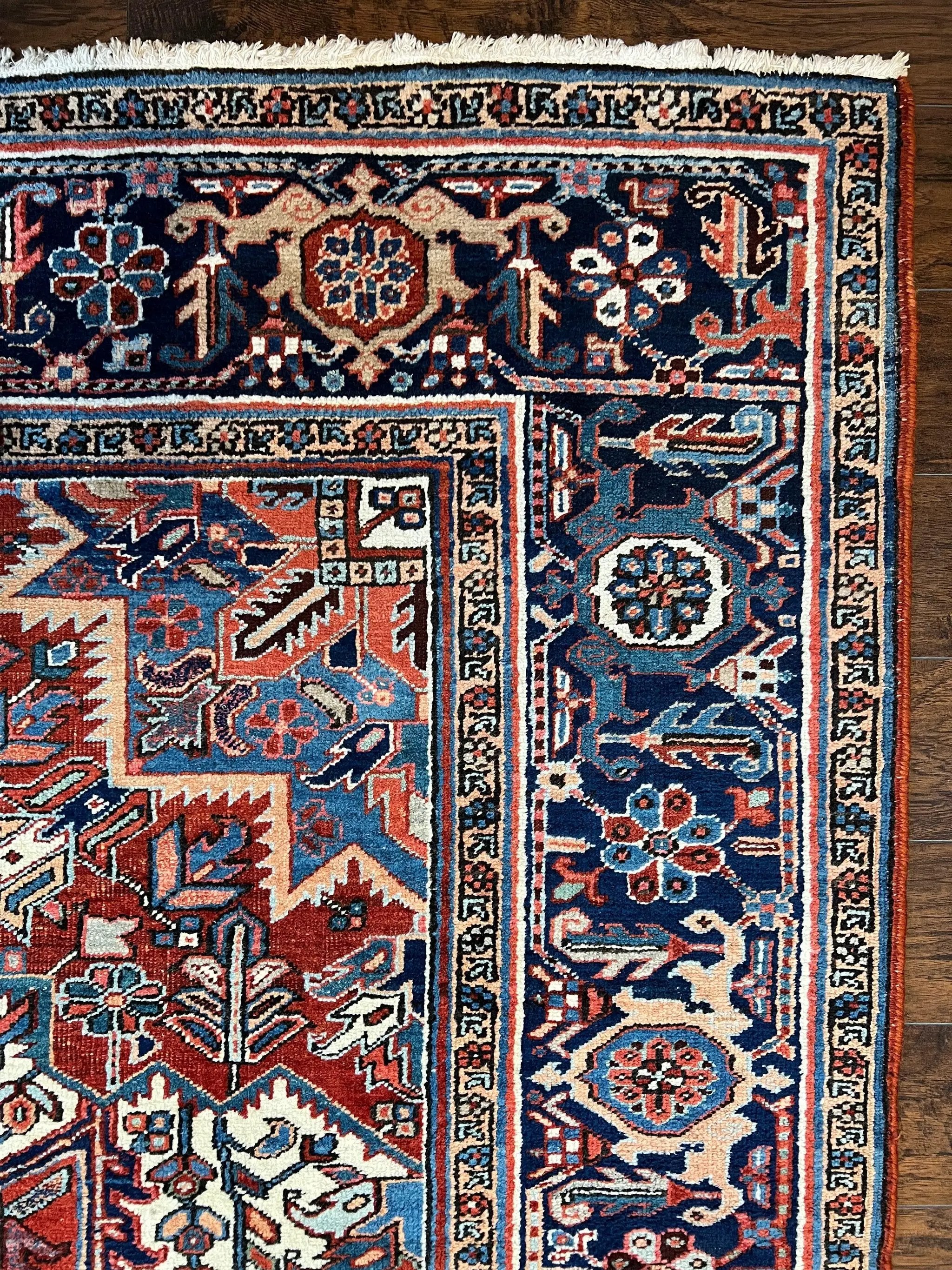 Antique Persian Heriz Rug – 11x16 Palace Size, Geometric Medallion, 1920s by Jewel Rugs
