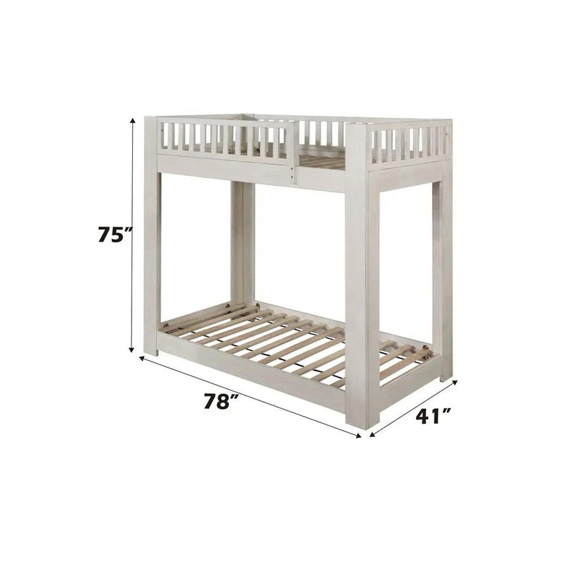 Cedro - Twin Over Twin Bunk Bed - Weathered White by Unique Piece Furniture