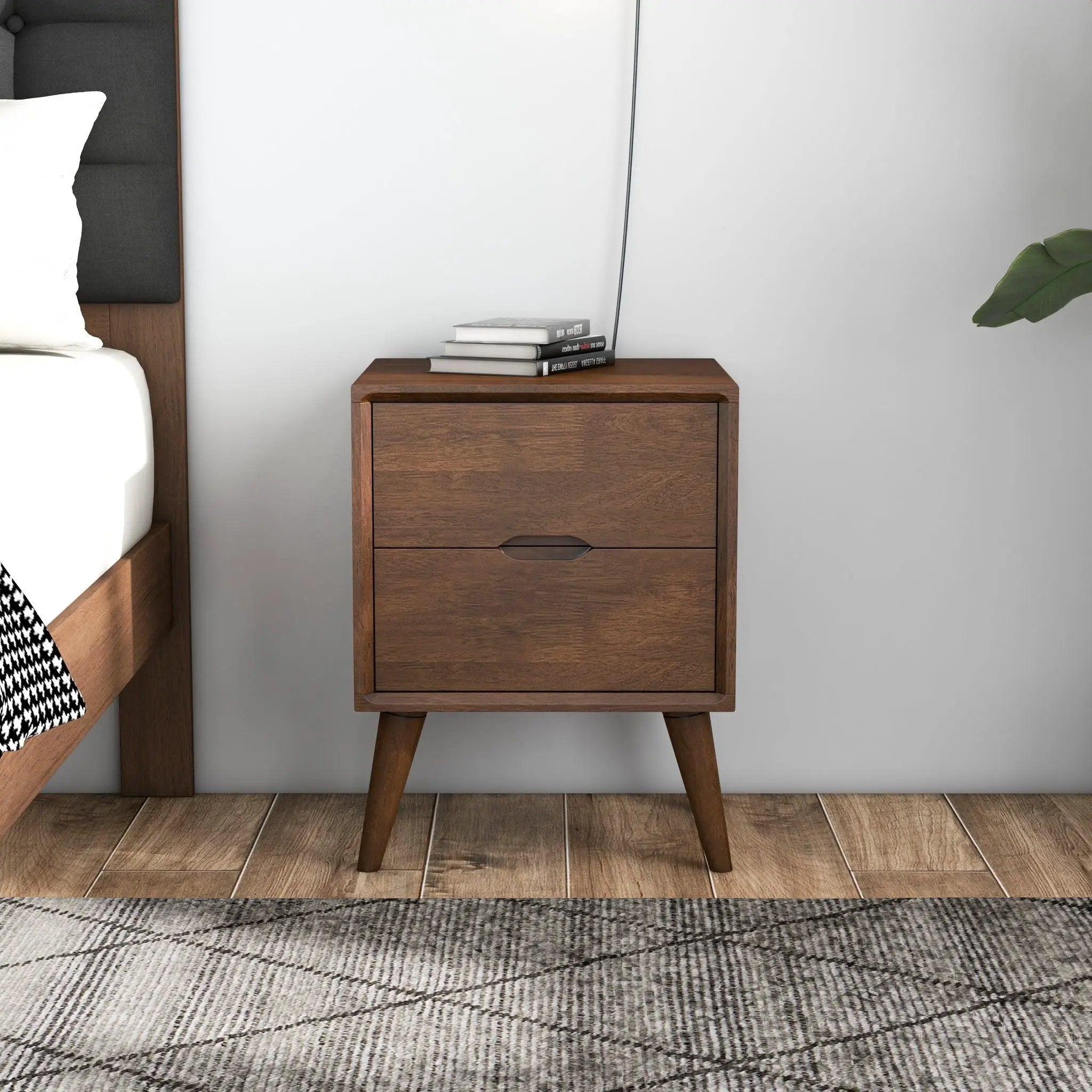 Alexandra - Night Stand With 2 Drawers - Walnut Brown by HouseOfZazla