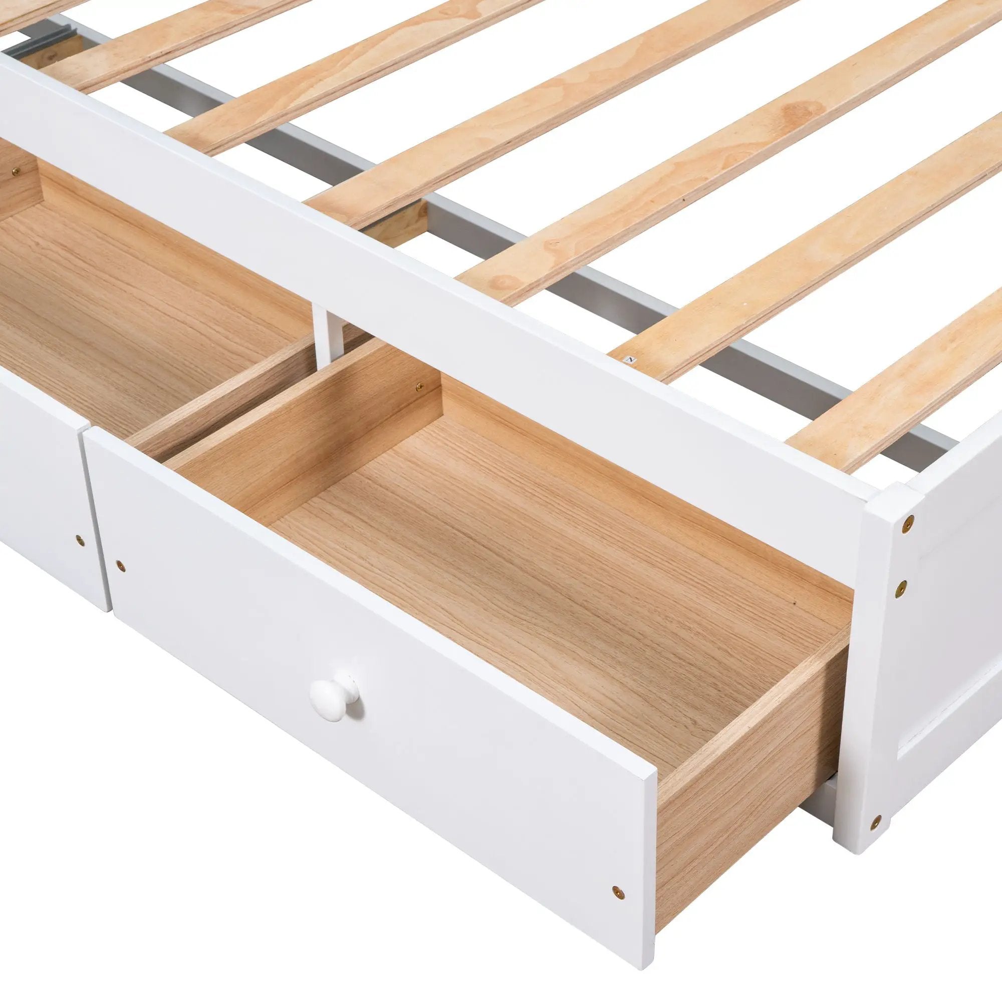 Twin Size Platform Storage Bed With 3 Drawers - White by HouseOfZazla