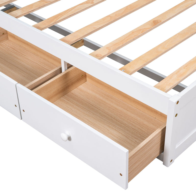Twin Size Platform Storage Bed With 3 Drawers - White by HouseOfZazla