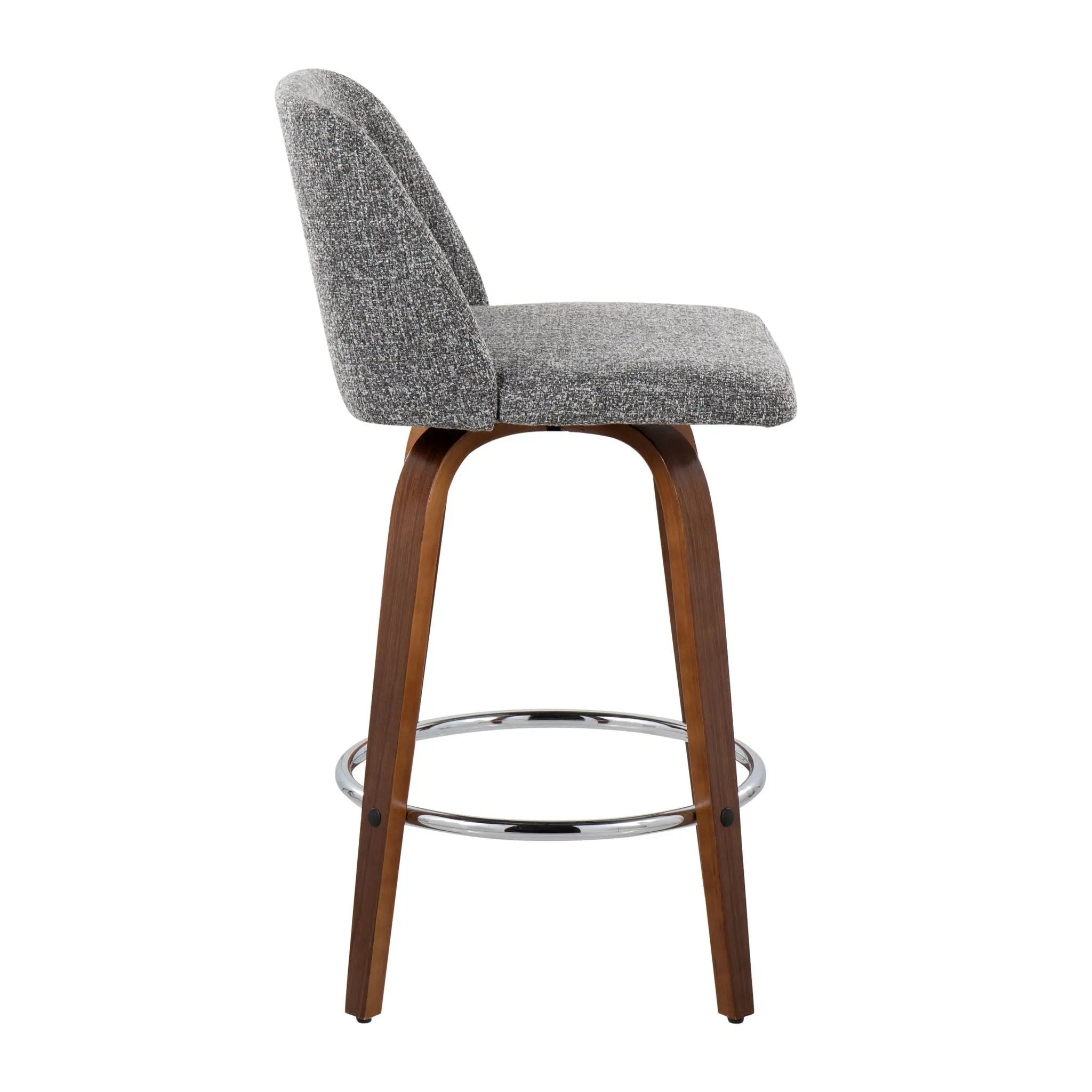 Toriano - Mid-Century Modern Fixed Height Counter Stool With Round Footrest (Set of 2) by HouseOfZazla