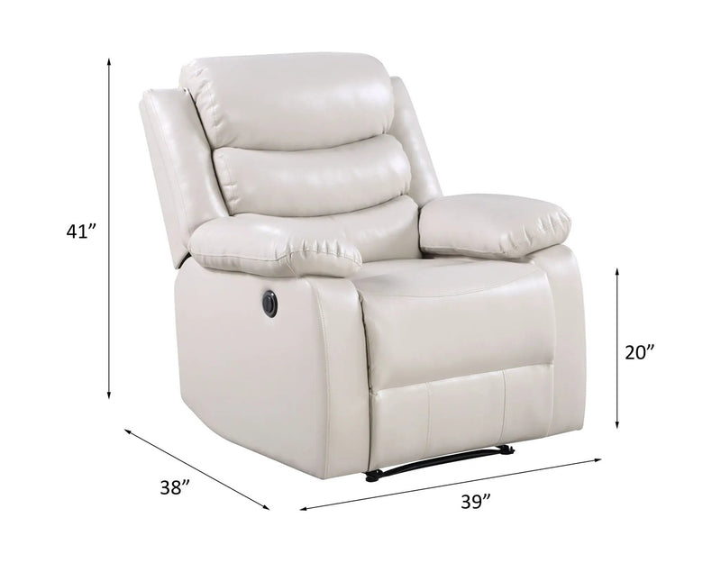 Eilbra - Synthetic Leather Power Motion Recliner - Beige by HouseOfZazla