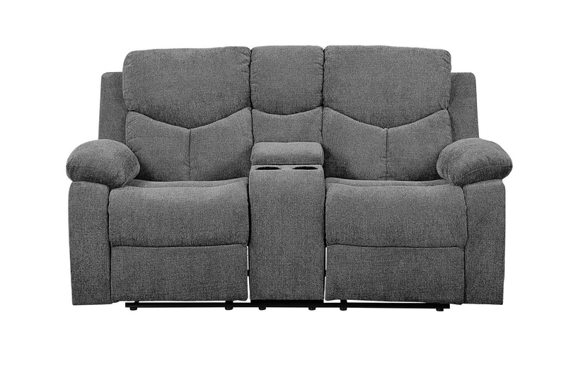 Kalen - Chenille Loveseat With Console - Gray by HouseOfZazla