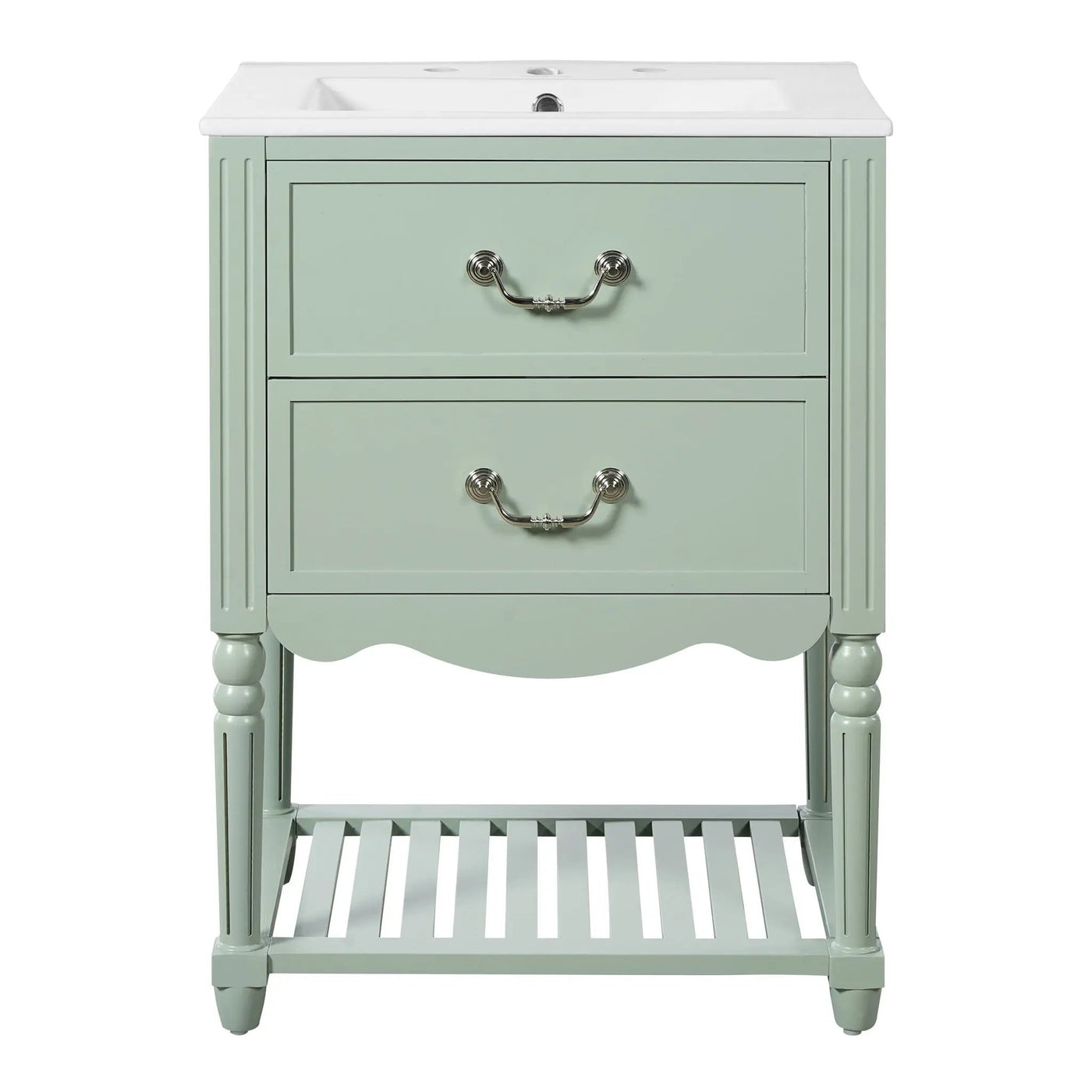 Wave Design Bathroom Vanity With Sink, 2 Drawers And Open Shelf by HouseOfZazla