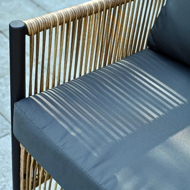 Outdoor PE Wicker 2-Seater Sofa Set with Grey Cushions and Table by HouseOfZazla