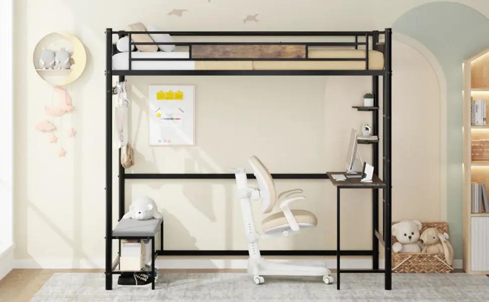 Twin Size Loft Bed Frame with Storage by HouseOfZazla