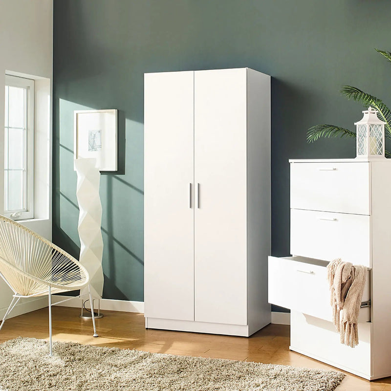 Viviane - Closet With Hanging Bars And 5 Shelves - White by HouseOfZazla