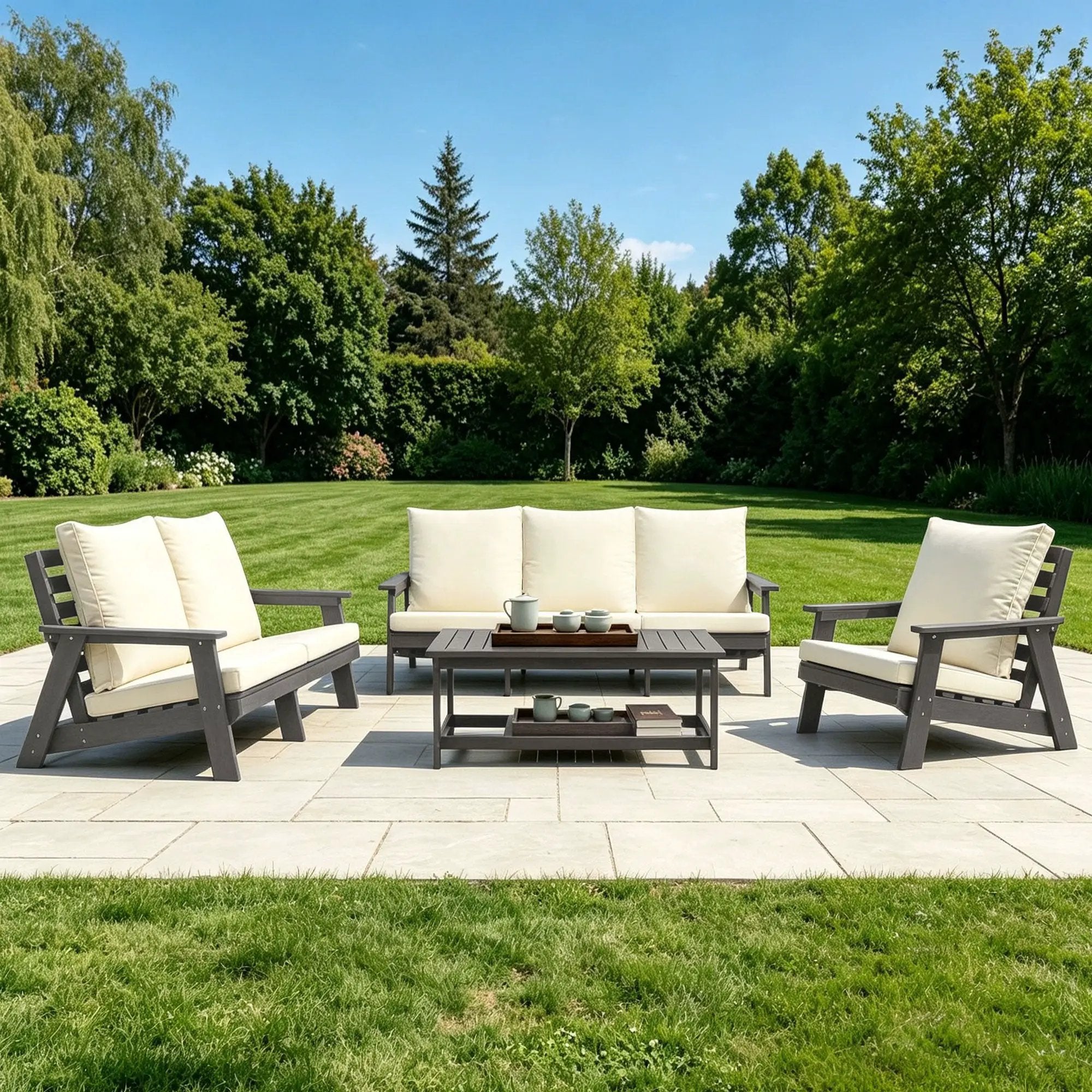 HIPS 3 Seater Outdoor Garden Sofa with Cushion by HouseOfZazla