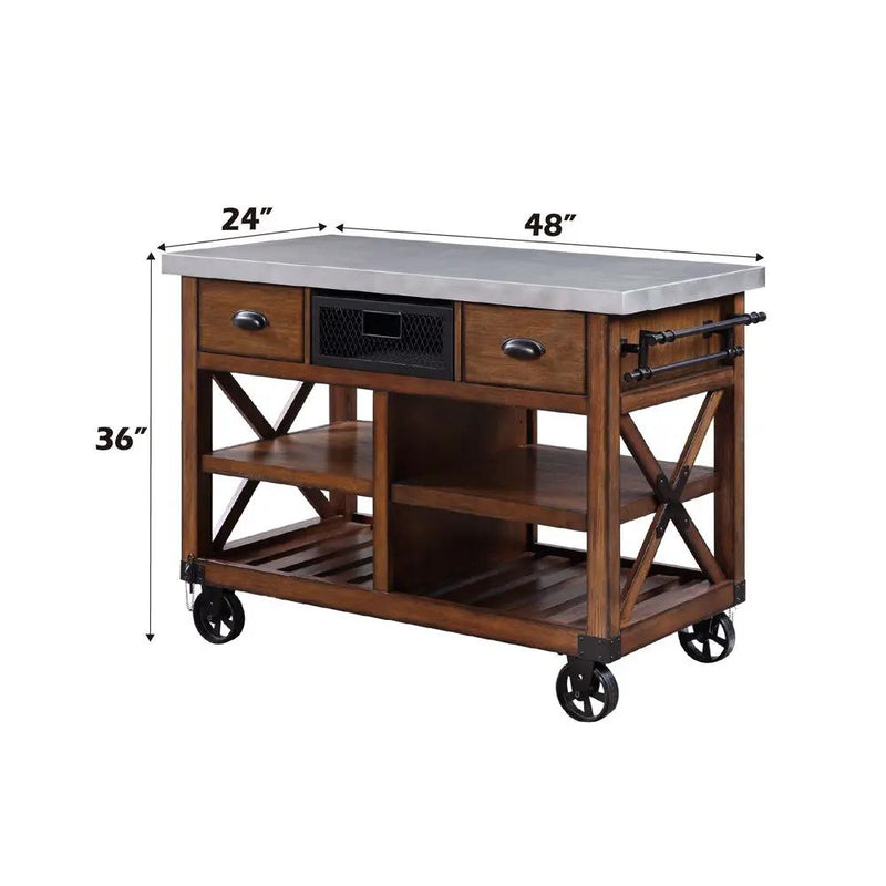 Kailey - Kitchen Cart - Antique Oak by Unique Piece Furniture