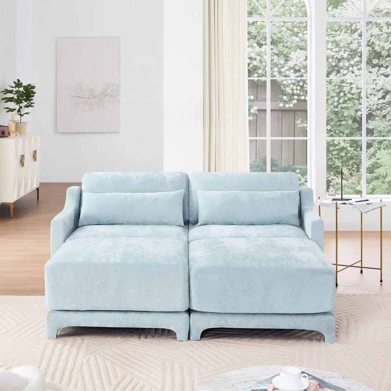 Stylish Sofa With Ottoman And Lumbar Pillows, Ergonomic Design by HouseOfZazla