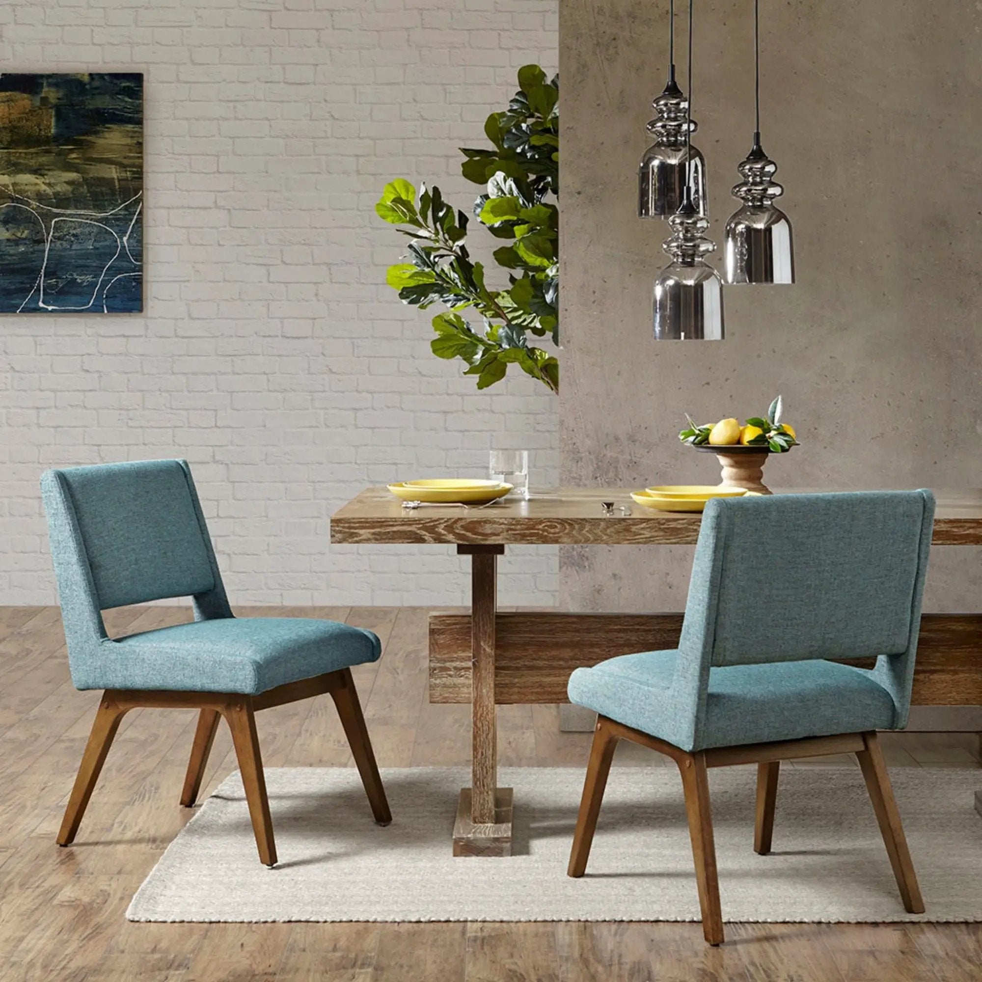 Dining Chair With Upholstered Seat And Back (Set of 2) - Blue by HouseOfZazla