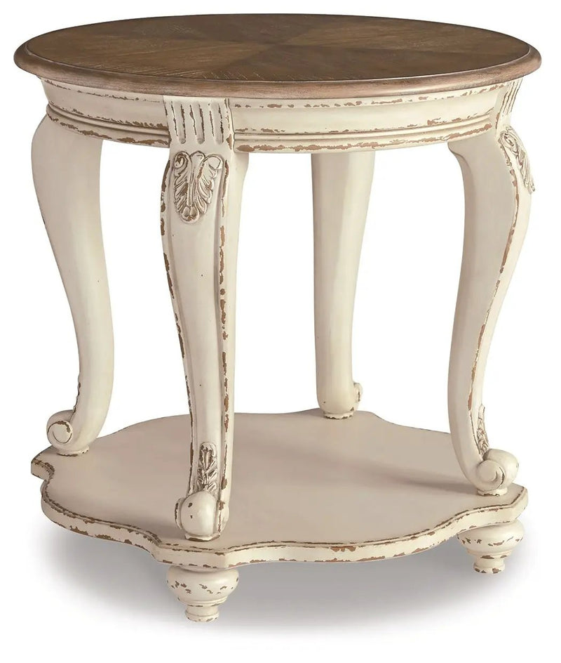 Realyn - Round End Table - White / Brown by Unique Piece Furniture