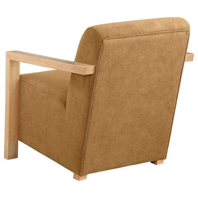 Diego Upholstered Accent Arm Chair with Wood Arms Honey by Unique Piece Furniture