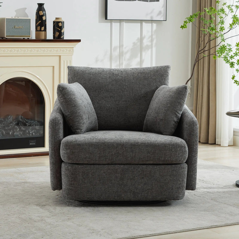 40.55"W Swivel Accent Chair With 2 Throw Pillows by HouseOfZazla
