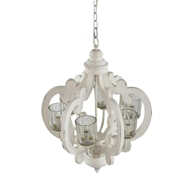 Farmhouse Chandelier, 6 Light Wood Chandelier Pendant Light Fixture With Adjustable Chain For Dining Room Living Room Entryway, Bulb Not Included by HouseOfZazla