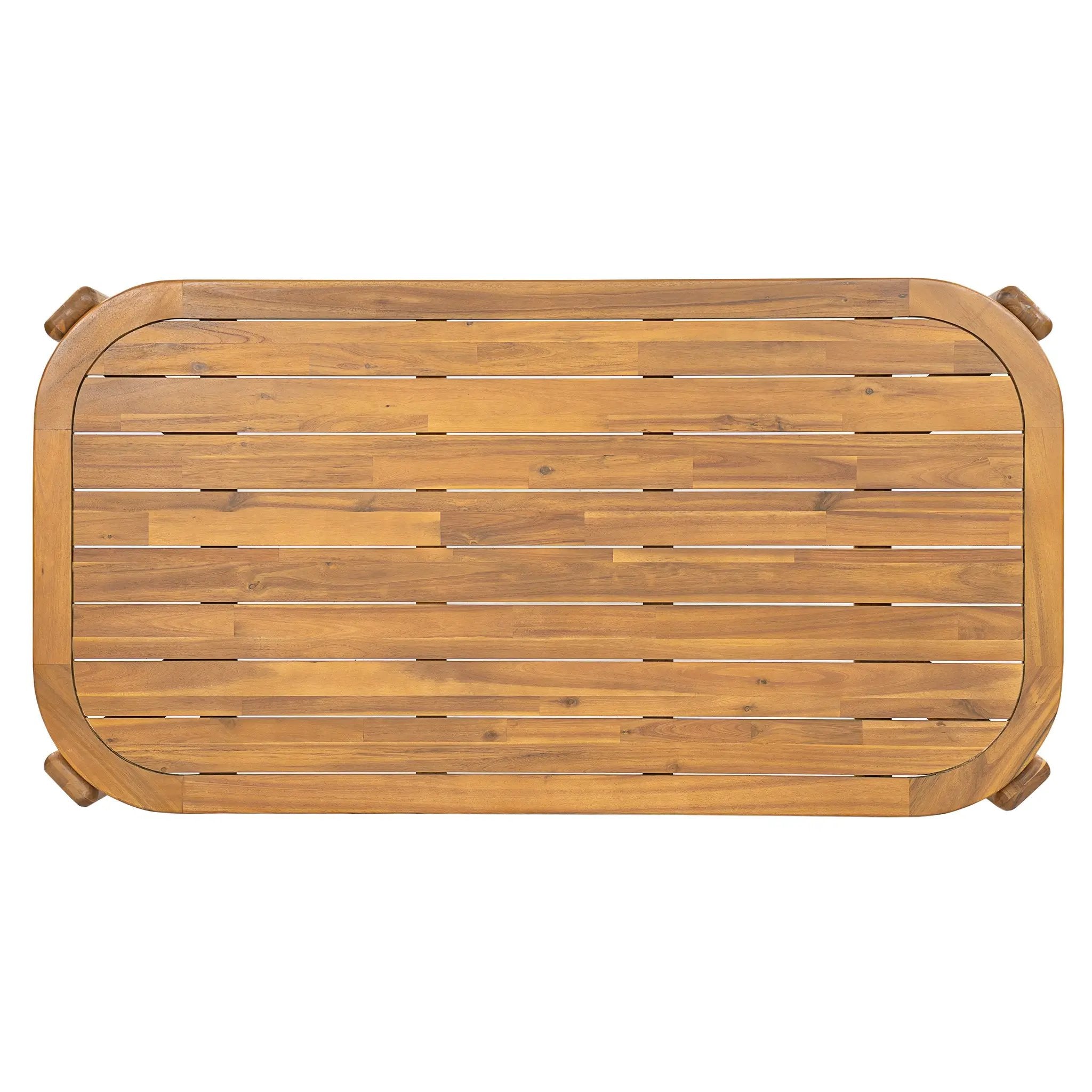 Kaja Outdoor Acacia Wood Dining Table, Teak Finish with Slat Design by HouseOfZazla