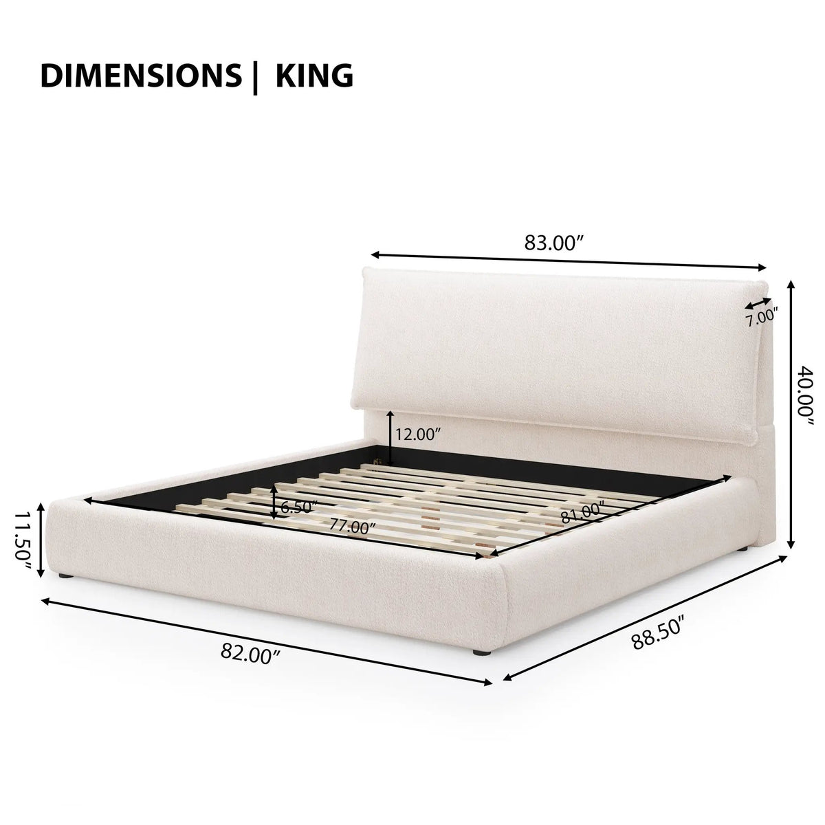 Upholstered Platform Bed Frame with Oversized Plush Pillow Headboard by HouseOfZazla