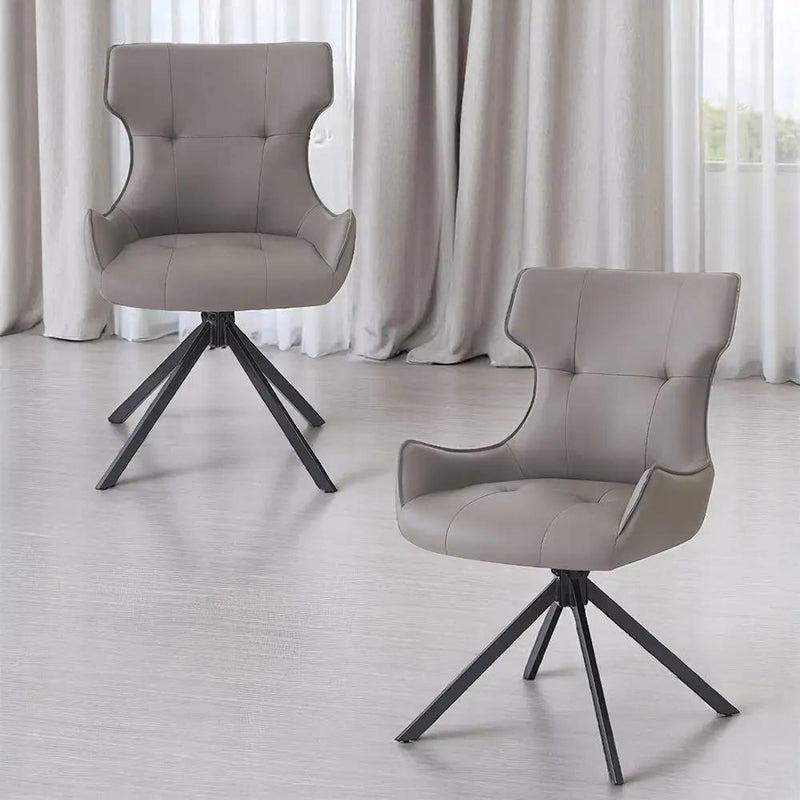 Damita - Camel Synthetic Leather Side Chair With Swivel (Set of 2) - Gray & Black Finsh by Unique Piece Furniture