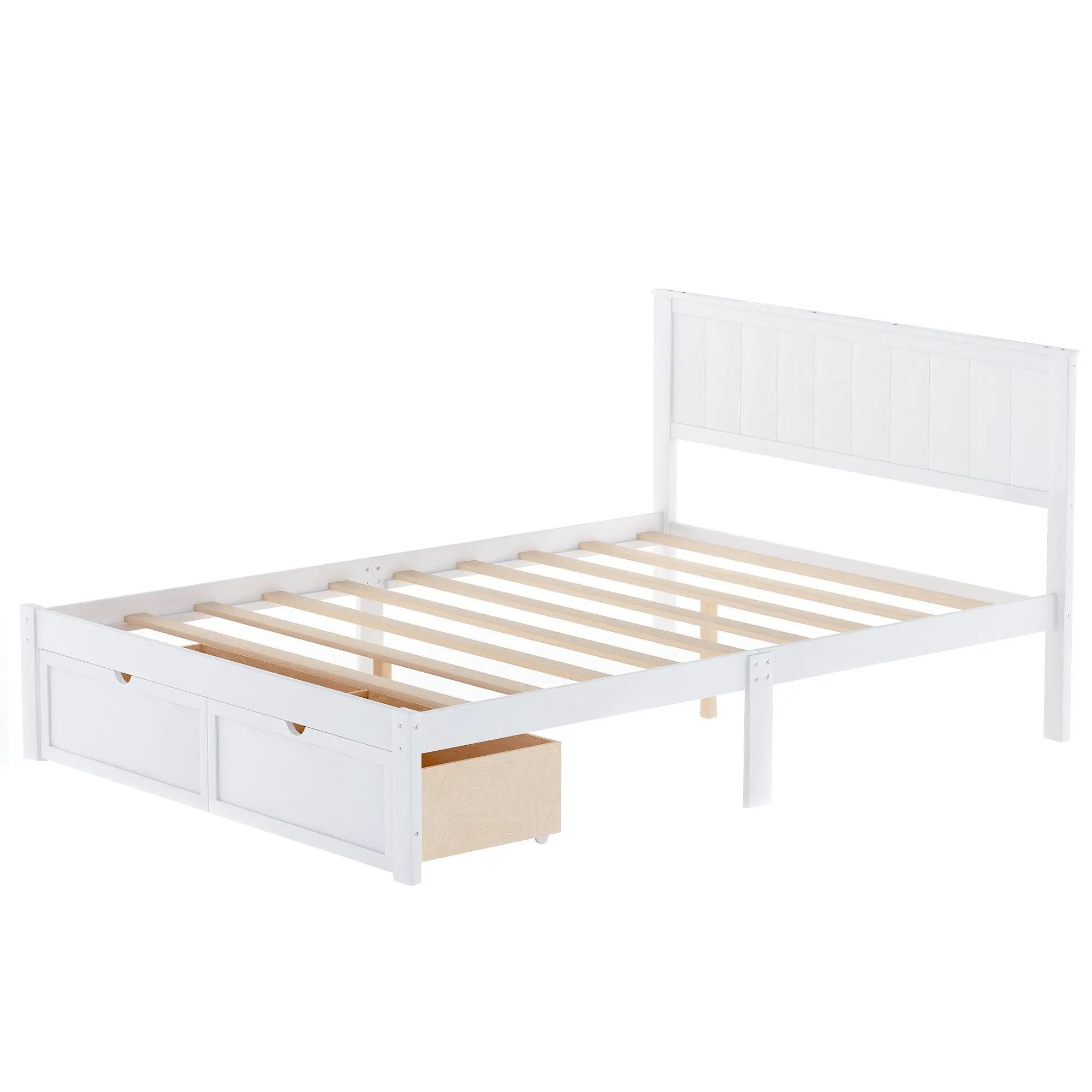 Full Size Platform Bed With Under Bed Drawers - White by Unique Piece Furniture