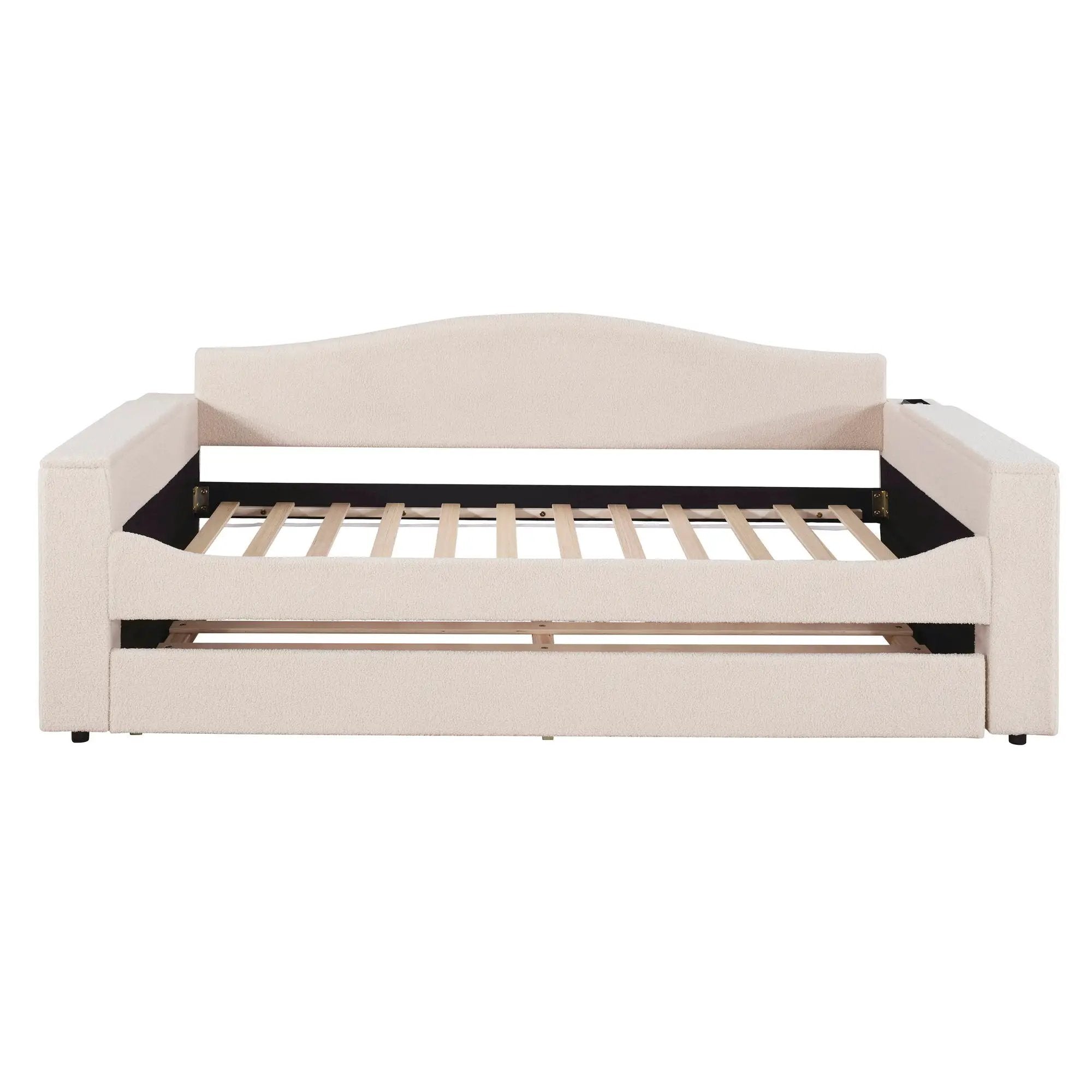 Upholstered Daybed With Storage Armrests, Trundle And Latest Integrated tooth Audio System by Unique Piece Furniture