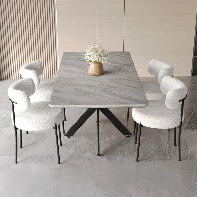 Extendable Dining Table Set With Curved Backrest Upholstered Chairs by HouseOfZazla