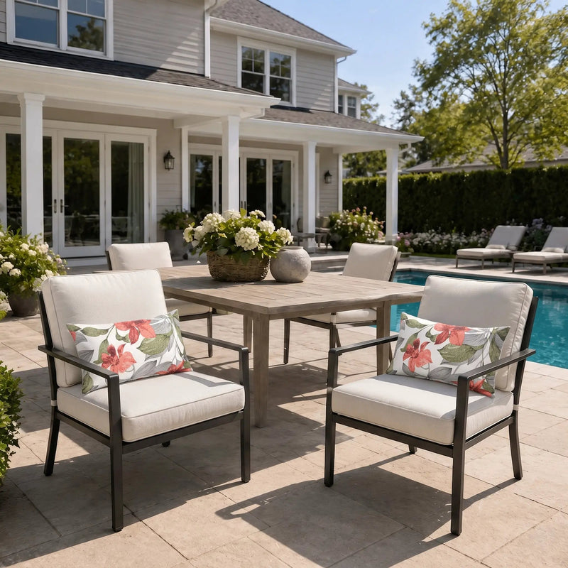2 Pack Outdoor Lumbar Pillow Covers - Blush Botanical by HouseOfZazla