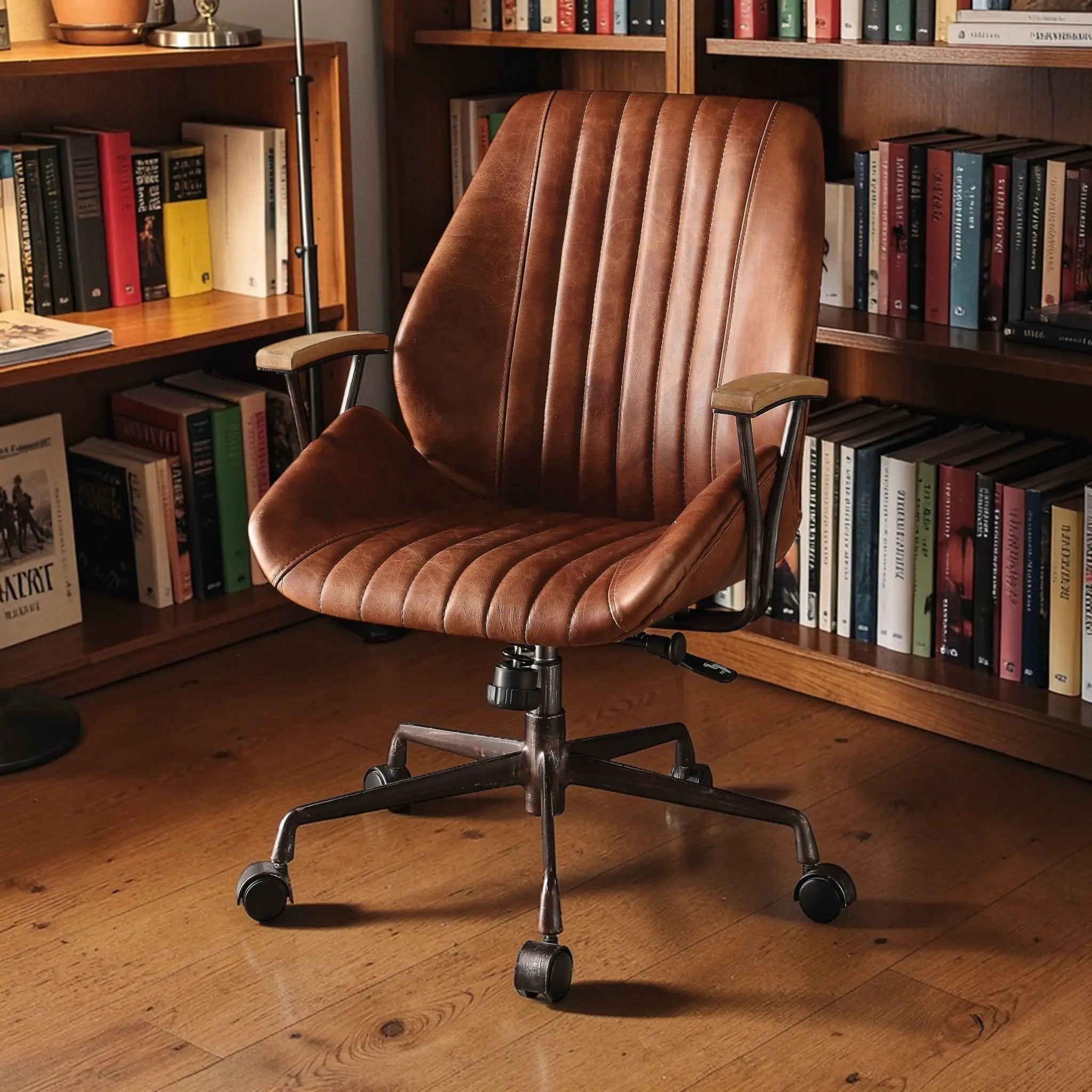 Brancaster - Aluminum Top Grain Leather Office Chair - Coffee by Unique Piece Furniture