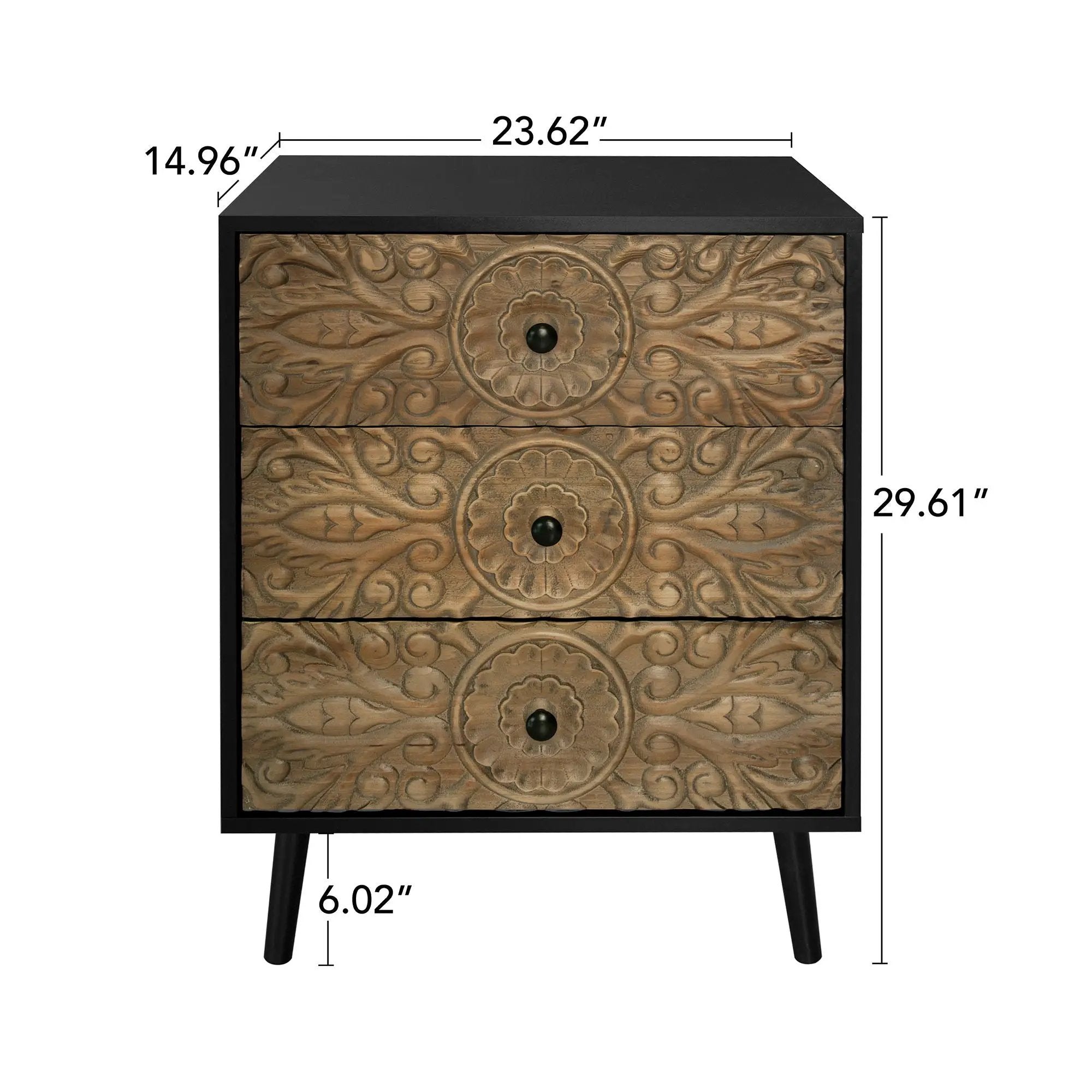 3 Drawer Cabinet, Suitable For Bedroom - Black by Unique Piece Furniture