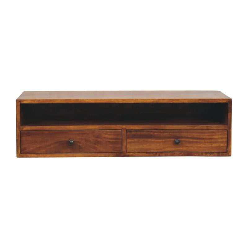 Lunar - 2 Drawer Wall Mounted Media Unit - Brown by Unique Piece Furniture
