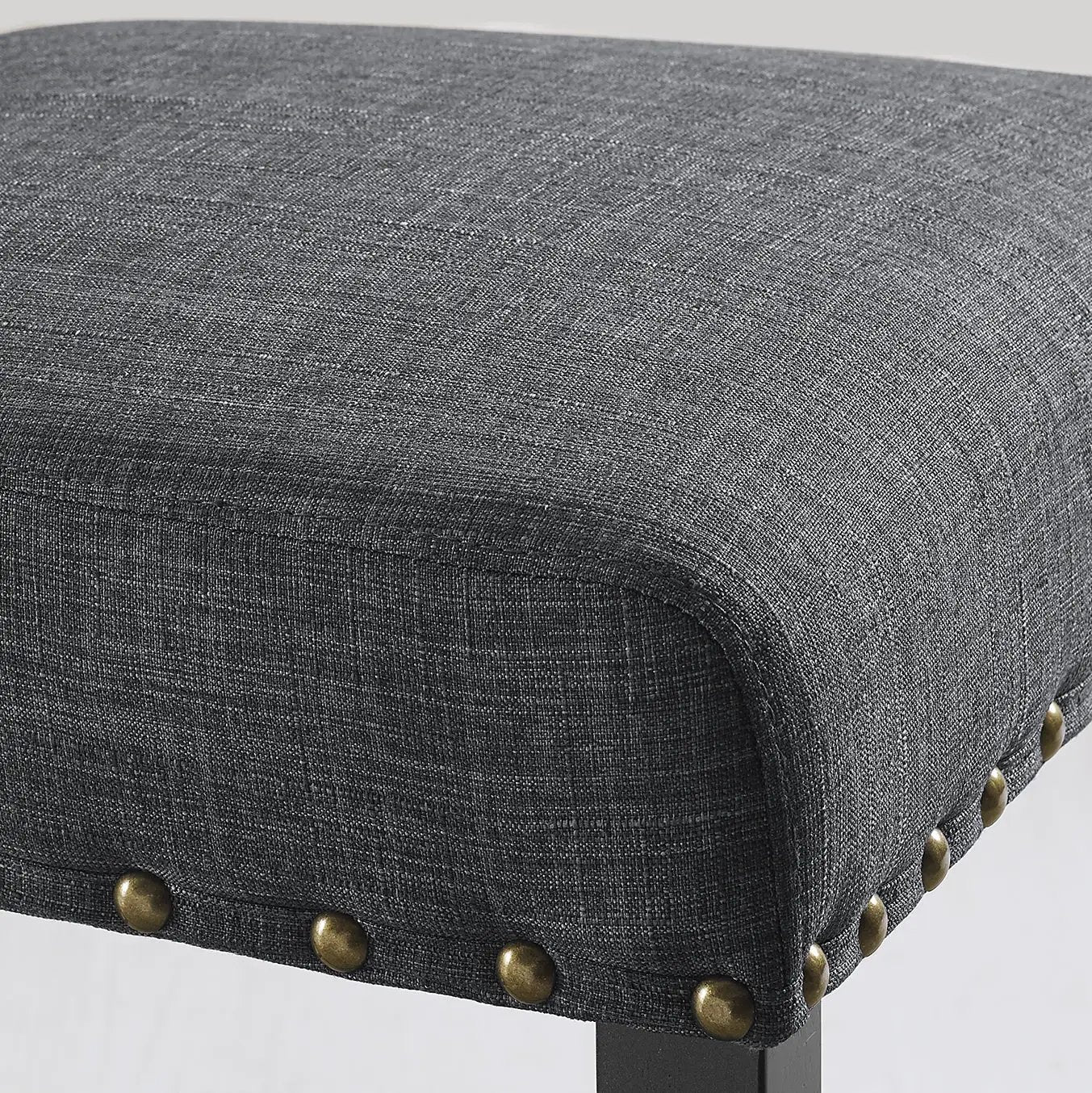 Biony Espresso Wood Dining Set with Gray Fabric Nailhead Chairs by HouseOfZazla