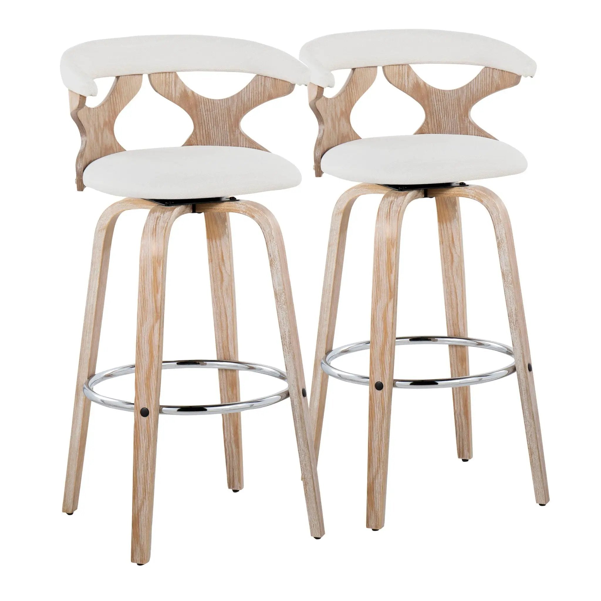 Gardenia - Contemporary Fixed Height Barstool With Swivel With Round Footrest (Set of 2) by HouseOfZazla