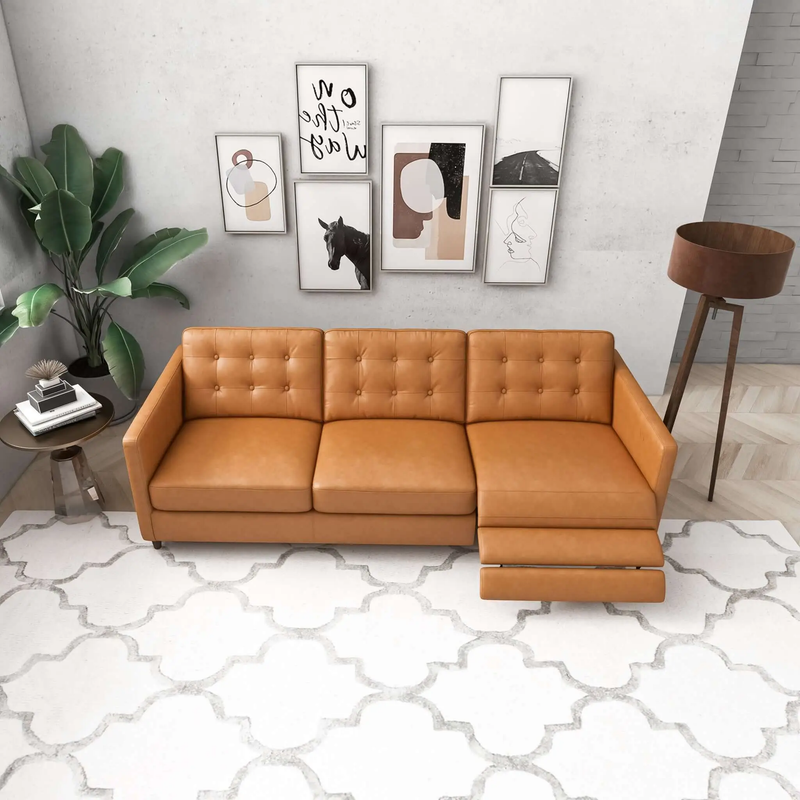 Christopher Tan Leather Electric Inclining Sofa by HouseOfZazla