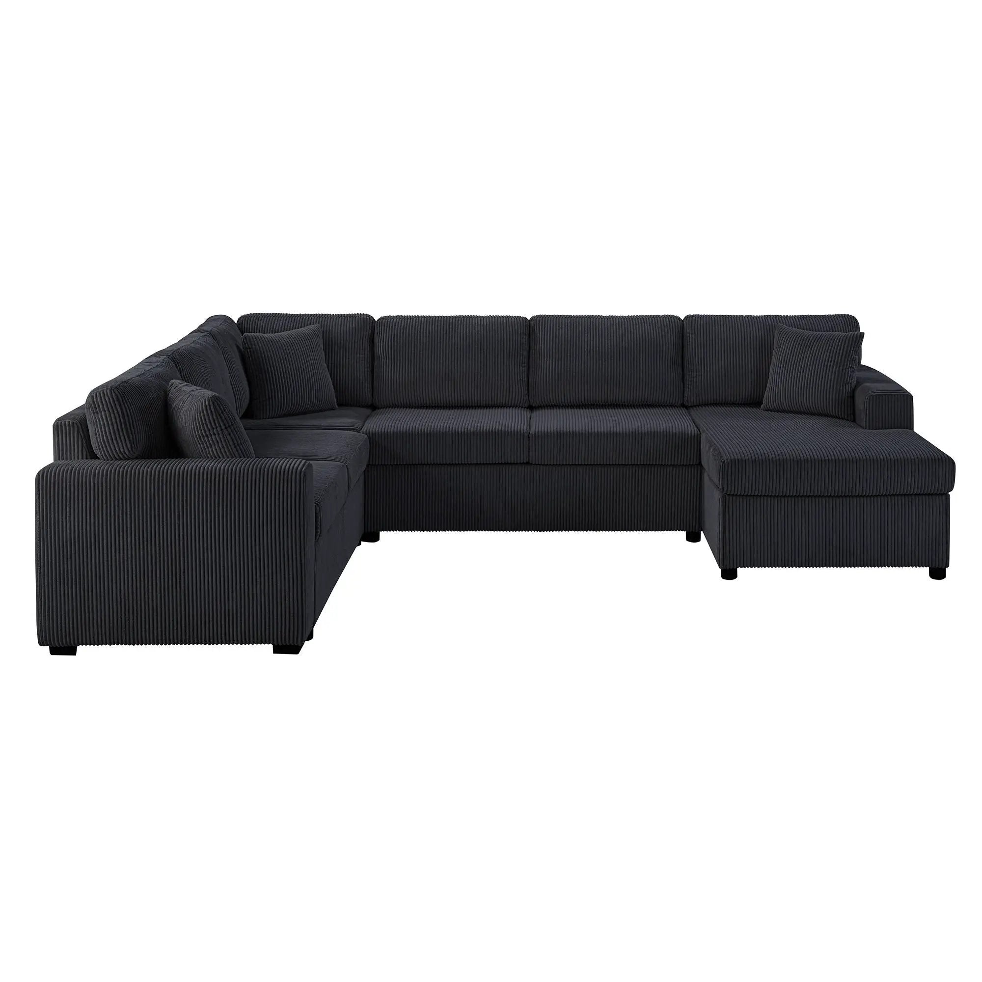 Oversized Sectional U-Shaped Sofa With Chaise Lounge And Three Soft Throw Pillows by HouseOfZazla