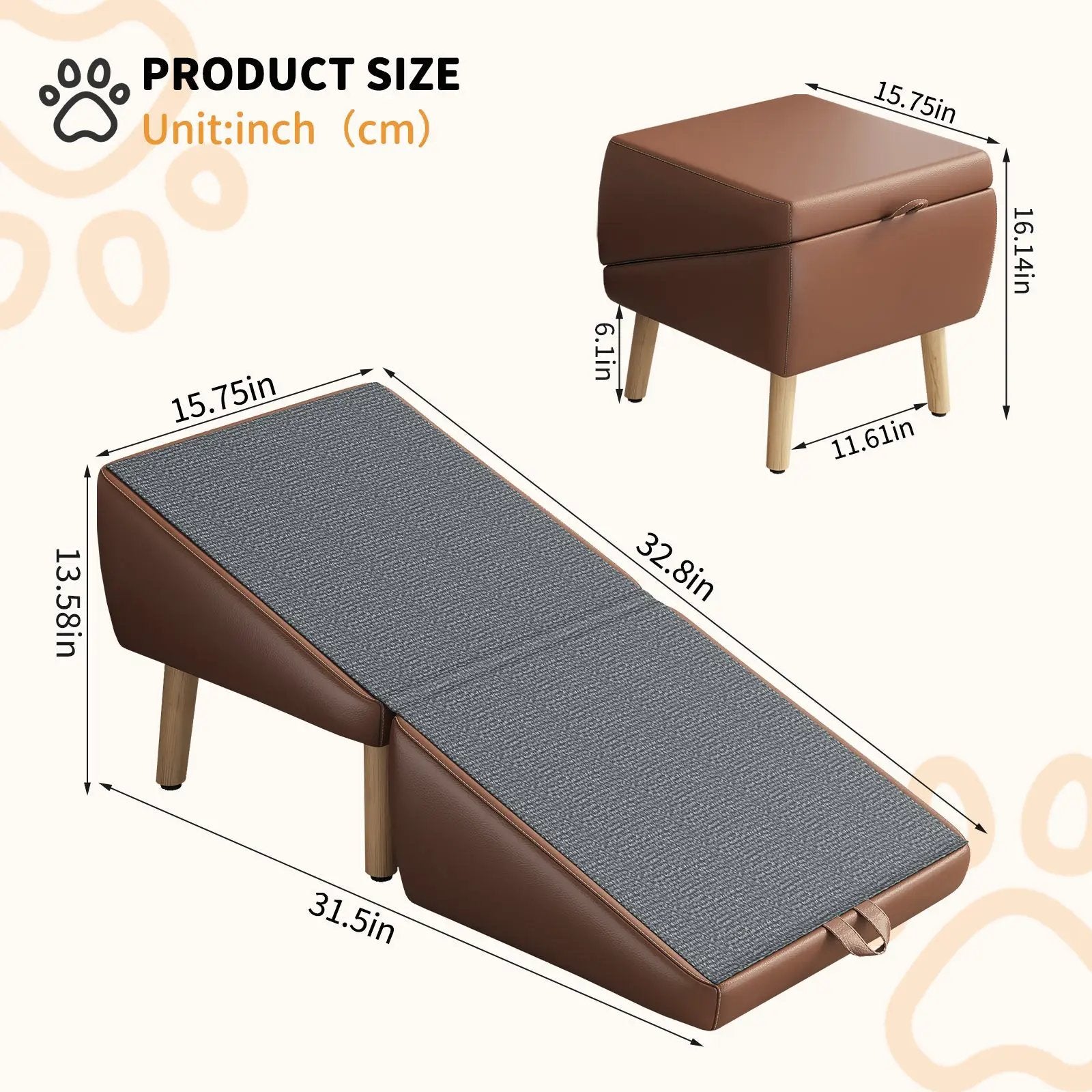 (UPGRADED) Dog Stairs for Small Dogs and Cats - Foldable Wooden Pet Ramp by HouseOfZazla