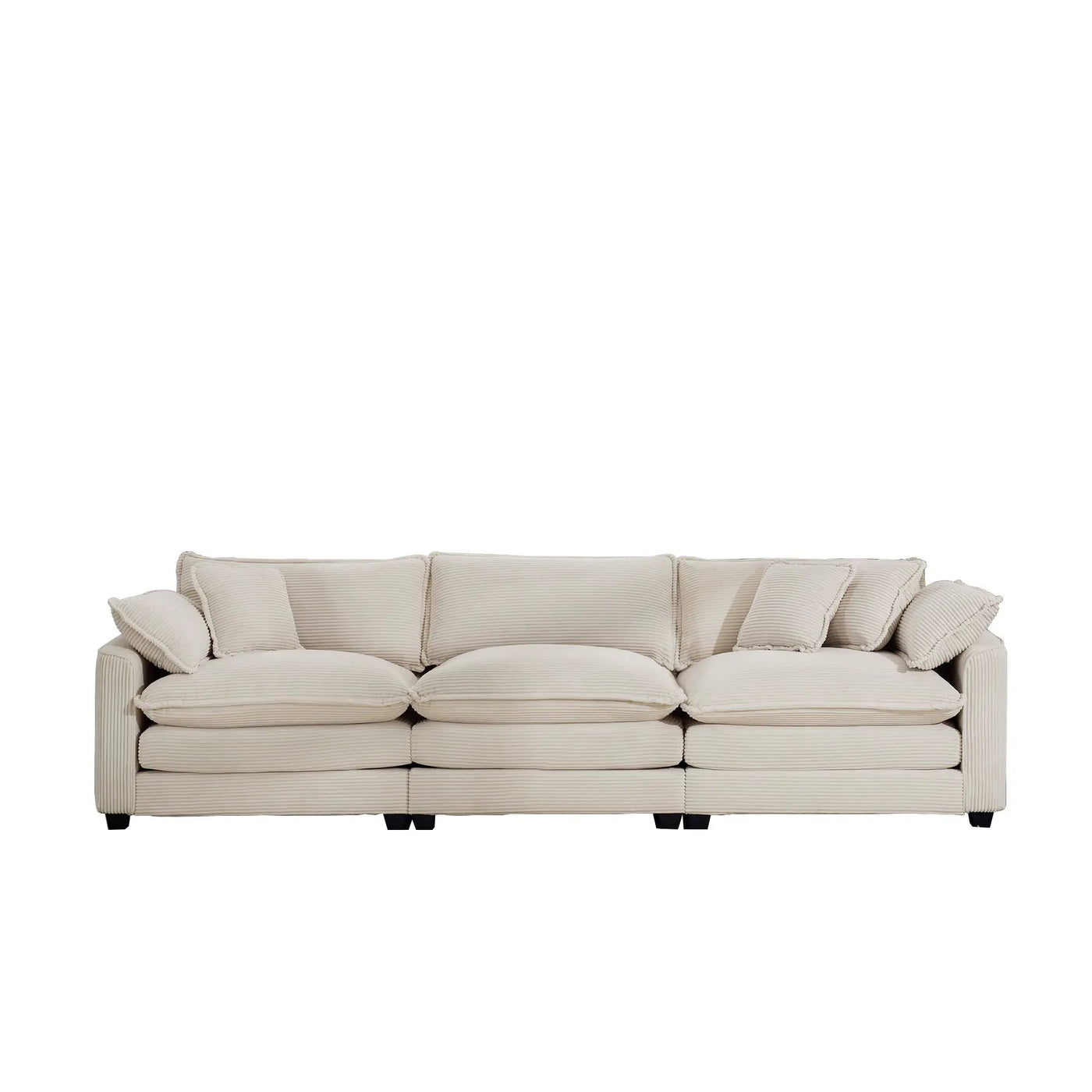 Mid-Century Modern 3 Seater Sectional Sofa With Arm And Throw Pillows by Unique Piece Furniture