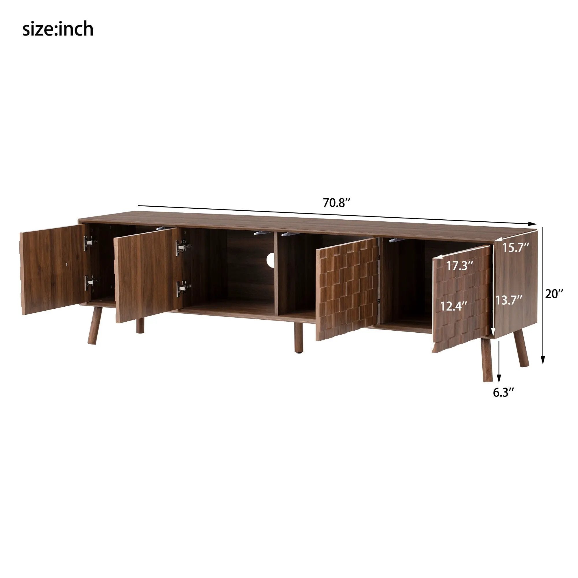 TV Stand With Soft Closing Hinges And Cable Management - Walnut by HouseOfZazla