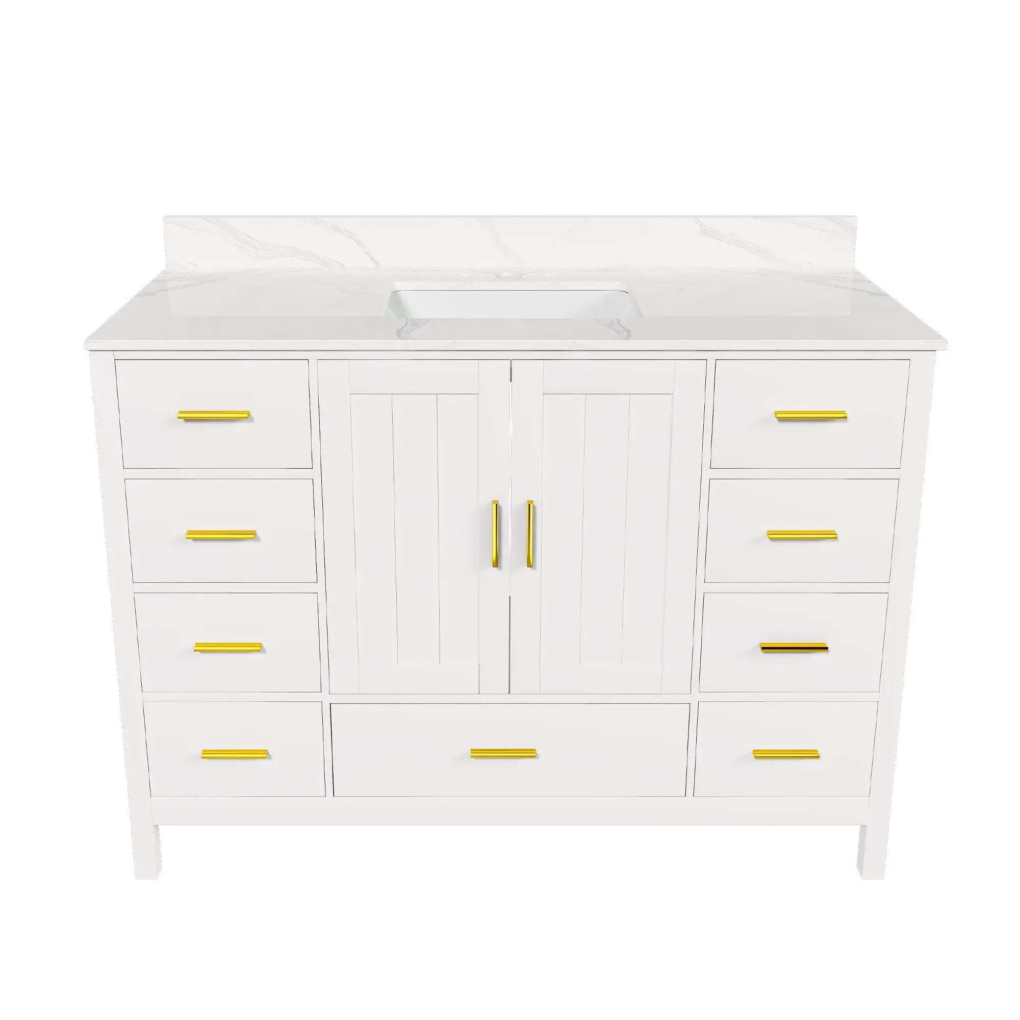 48" Modern Solid Wood Bathroom Vanity with Sink, 49" Carrara by HouseOfZazla