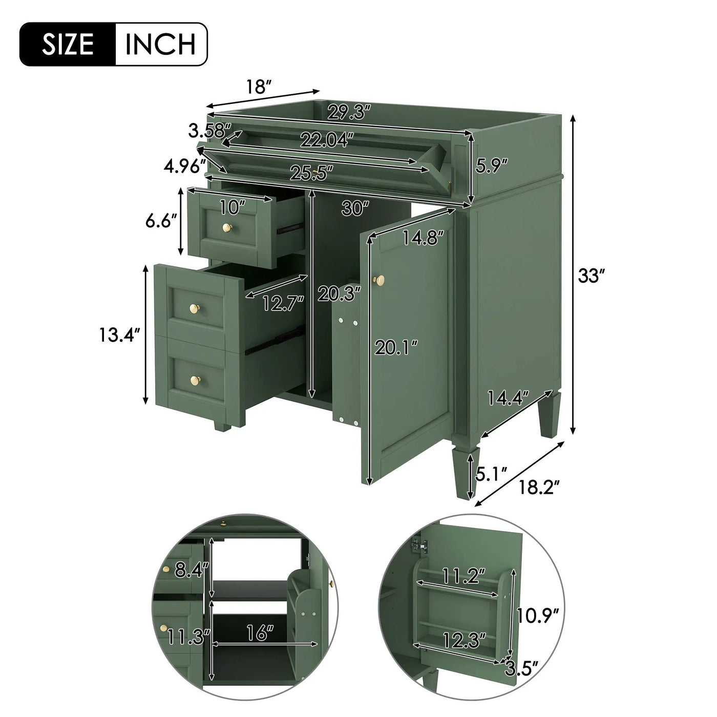 Bathroom Vanity With 2 Drawers and Tip-Out Storage Cabinet by HouseOfZazla