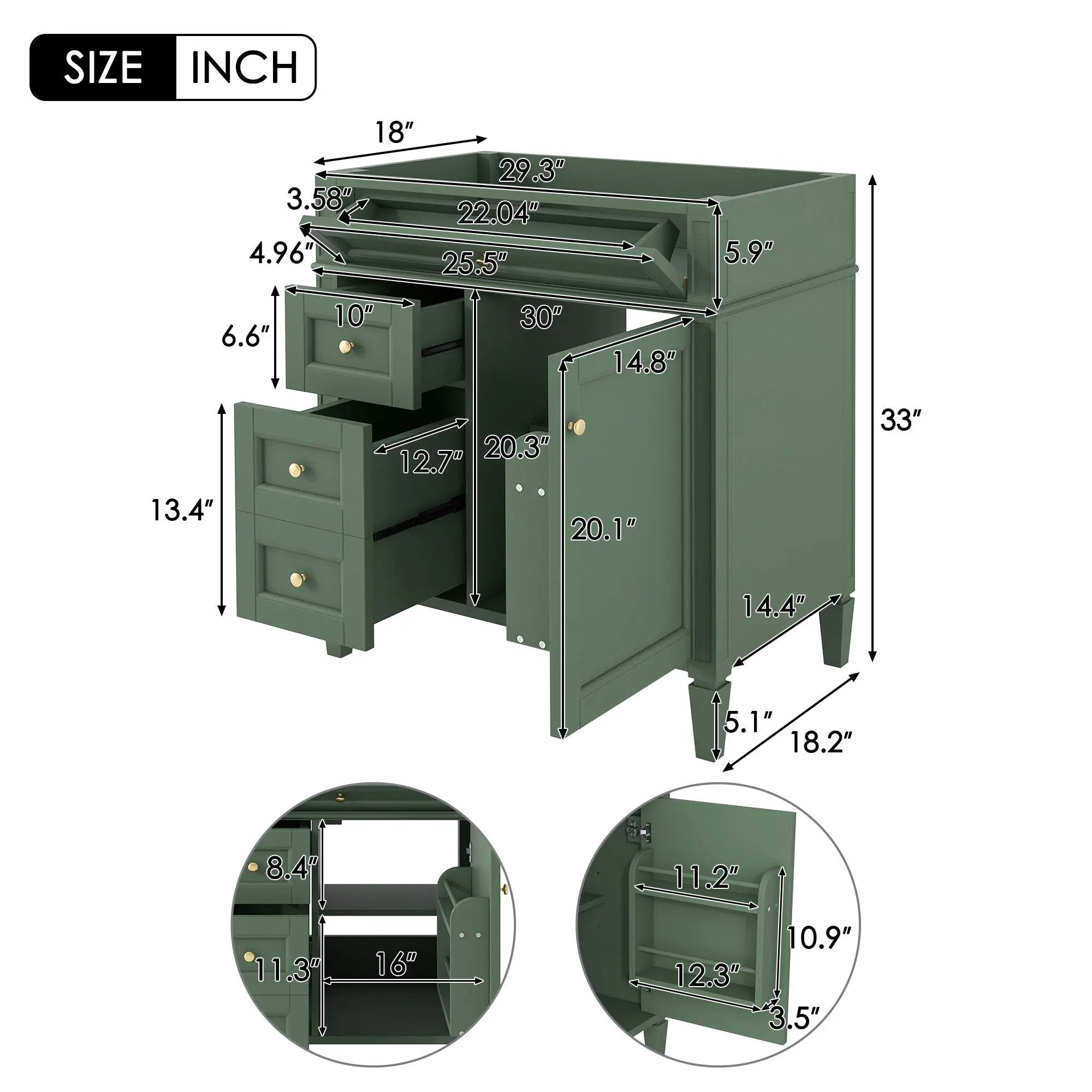 Bathroom Vanity With 2 Drawers and Tip-Out Storage Cabinet by HouseOfZazla