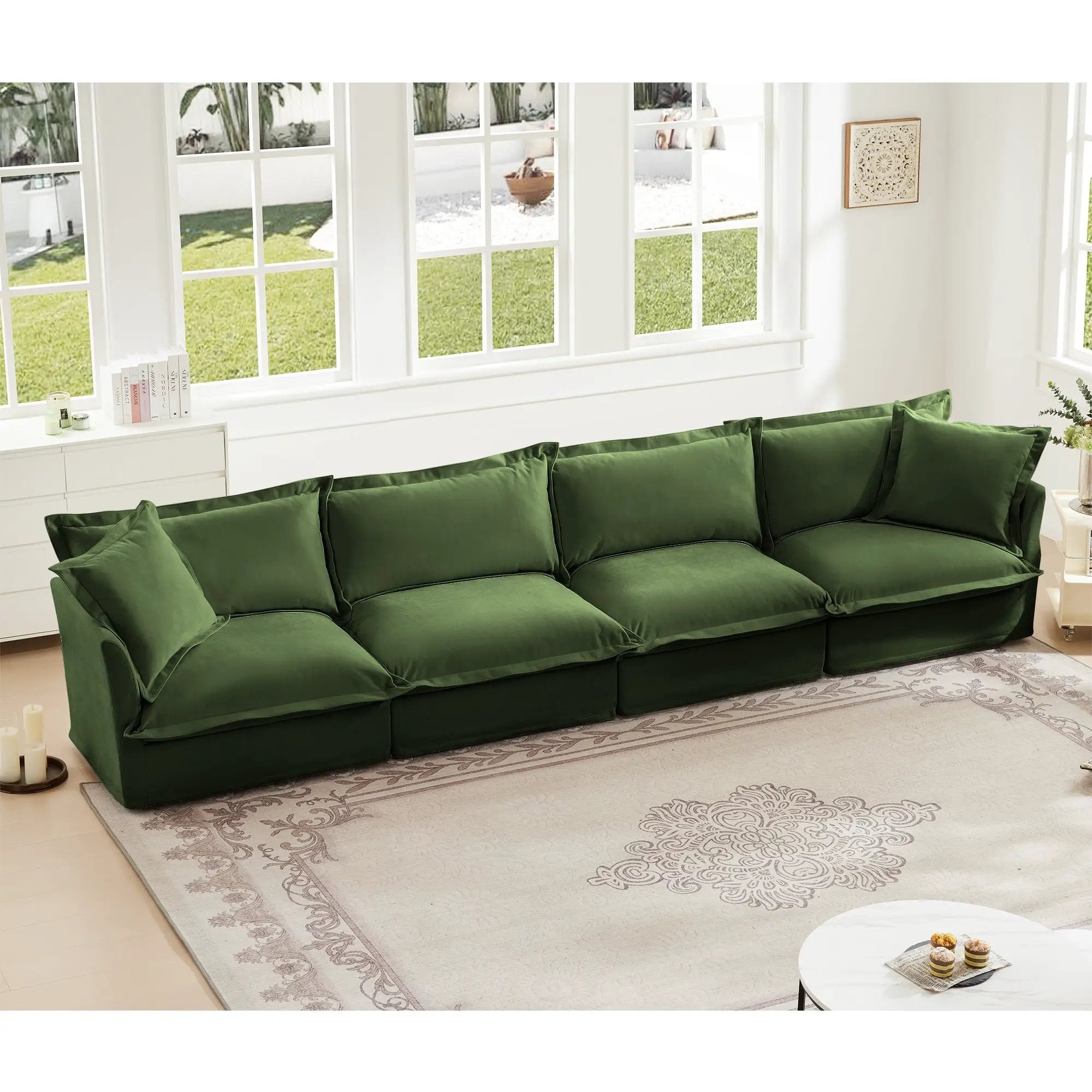 Slipcovered Long Sofa - 4 Seater by HouseOfZazla